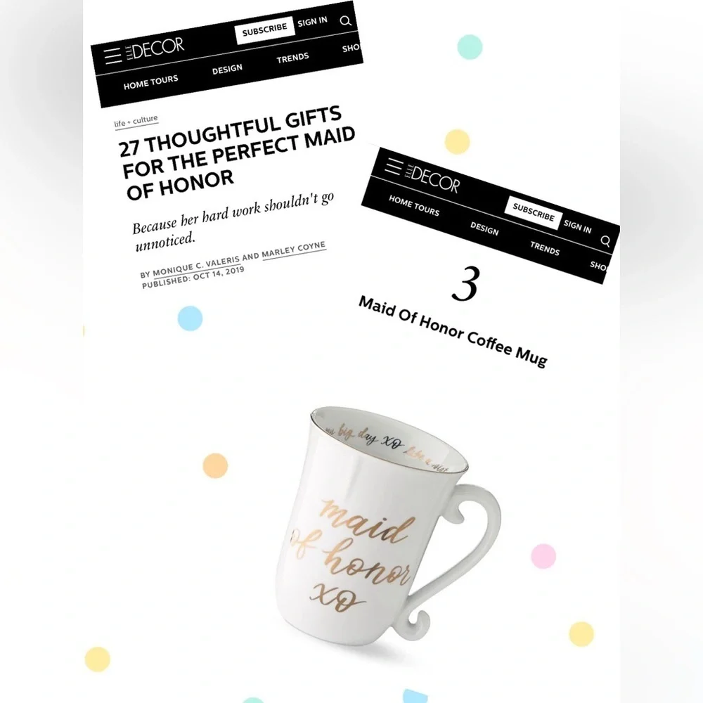 Williams Sonoma Brides Maid XO 14oz Porcelain Coffee Mug Bridesmaid Gift